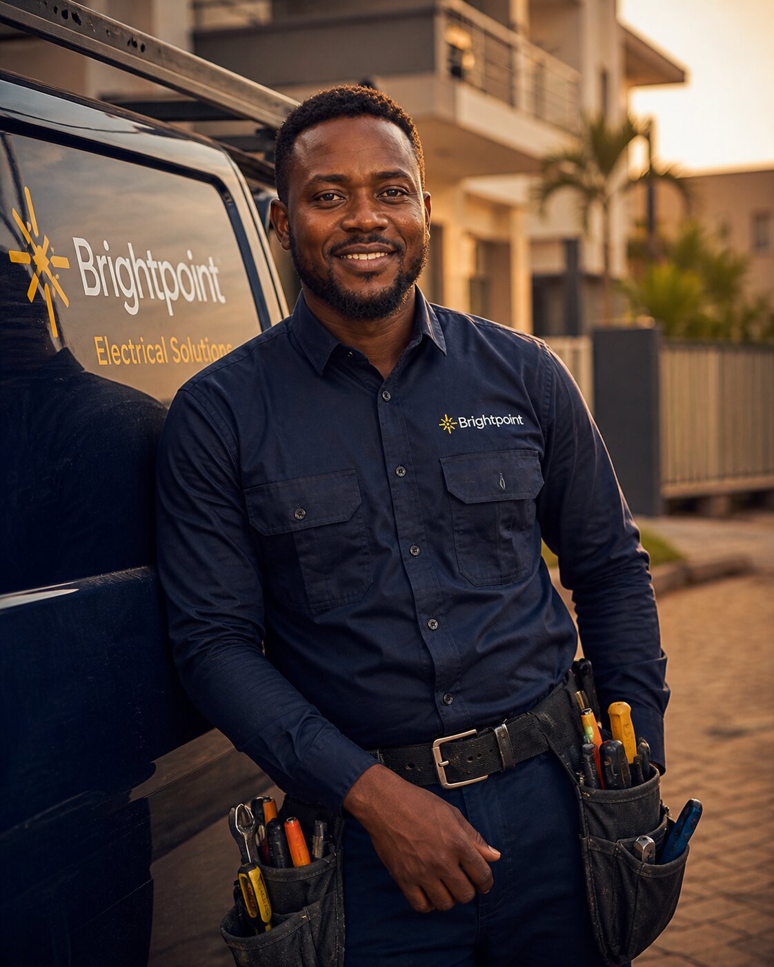 Brightpoint Electrical's founder on a job in Lagos